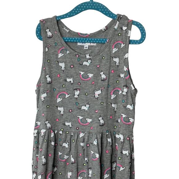 FreeStyle Gray Caticorn & Rainbow Sleeveless Tank Dress Girl's Size 10 - Picture 2 of 6